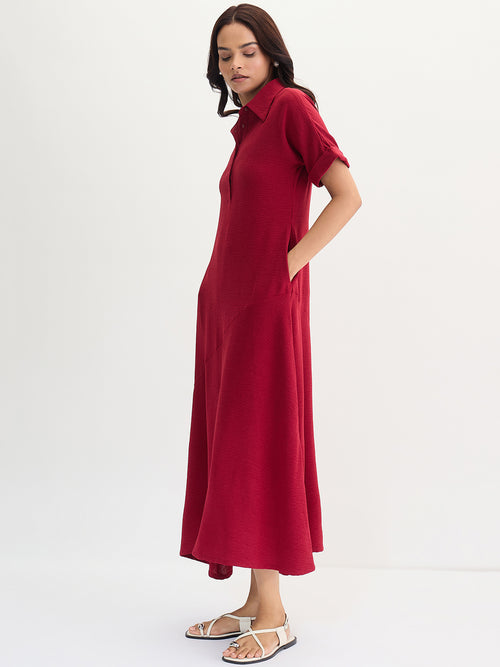 Maroon A-Line Maxi Dress