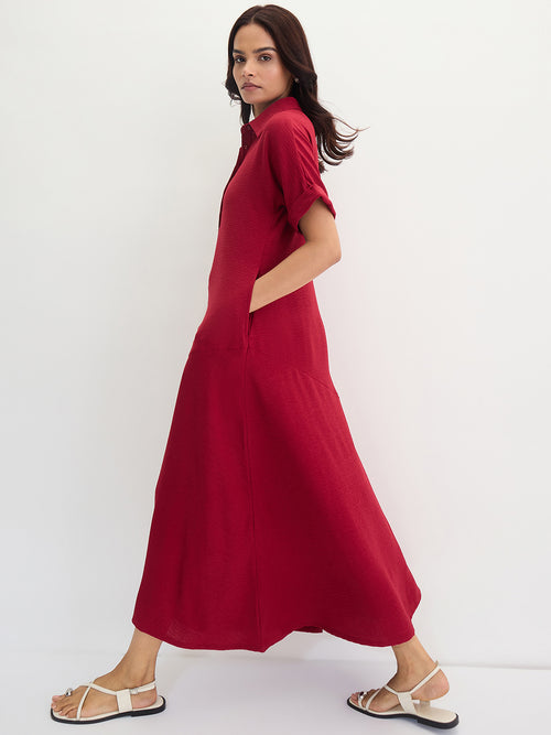Maroon A-Line Maxi Dress