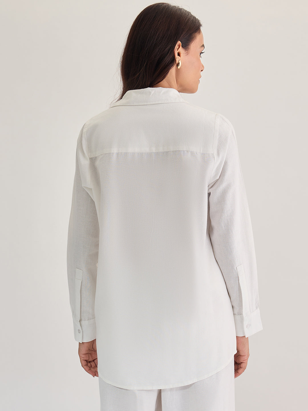 White Cotton Linen Multiple Closure Shirt