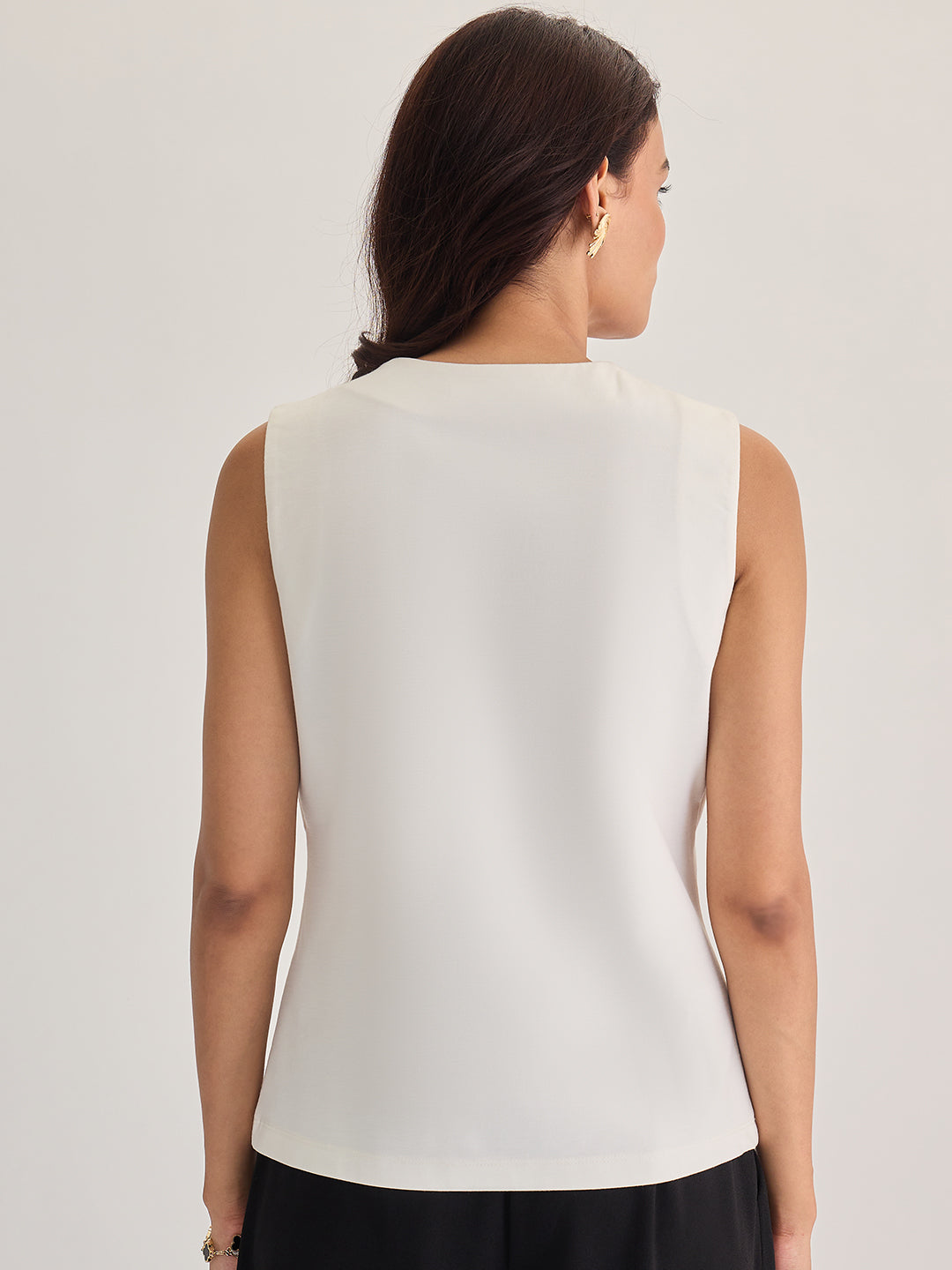 White Square Neck Sleeveless Top