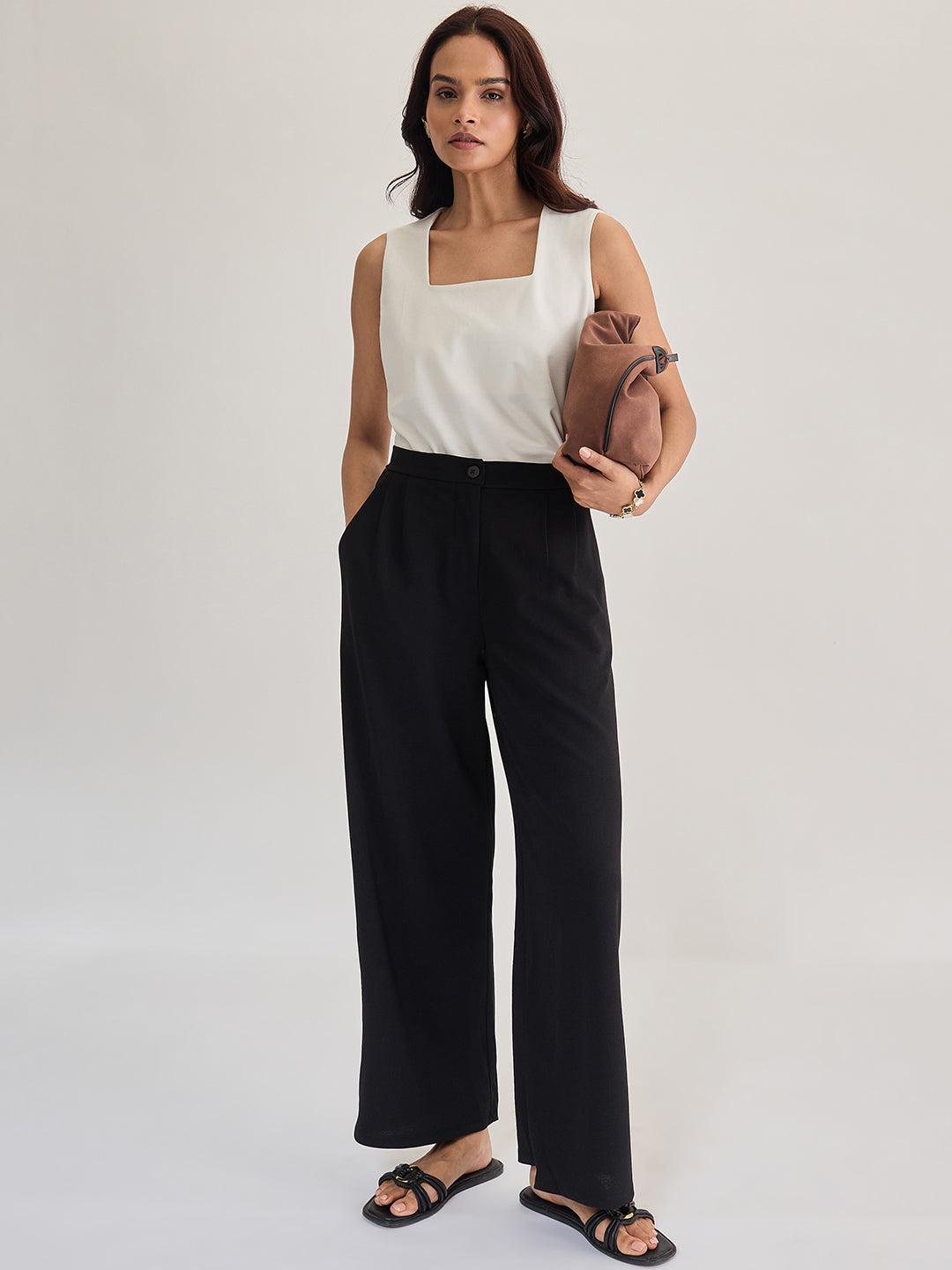 White Square Neck Sleeveless Top