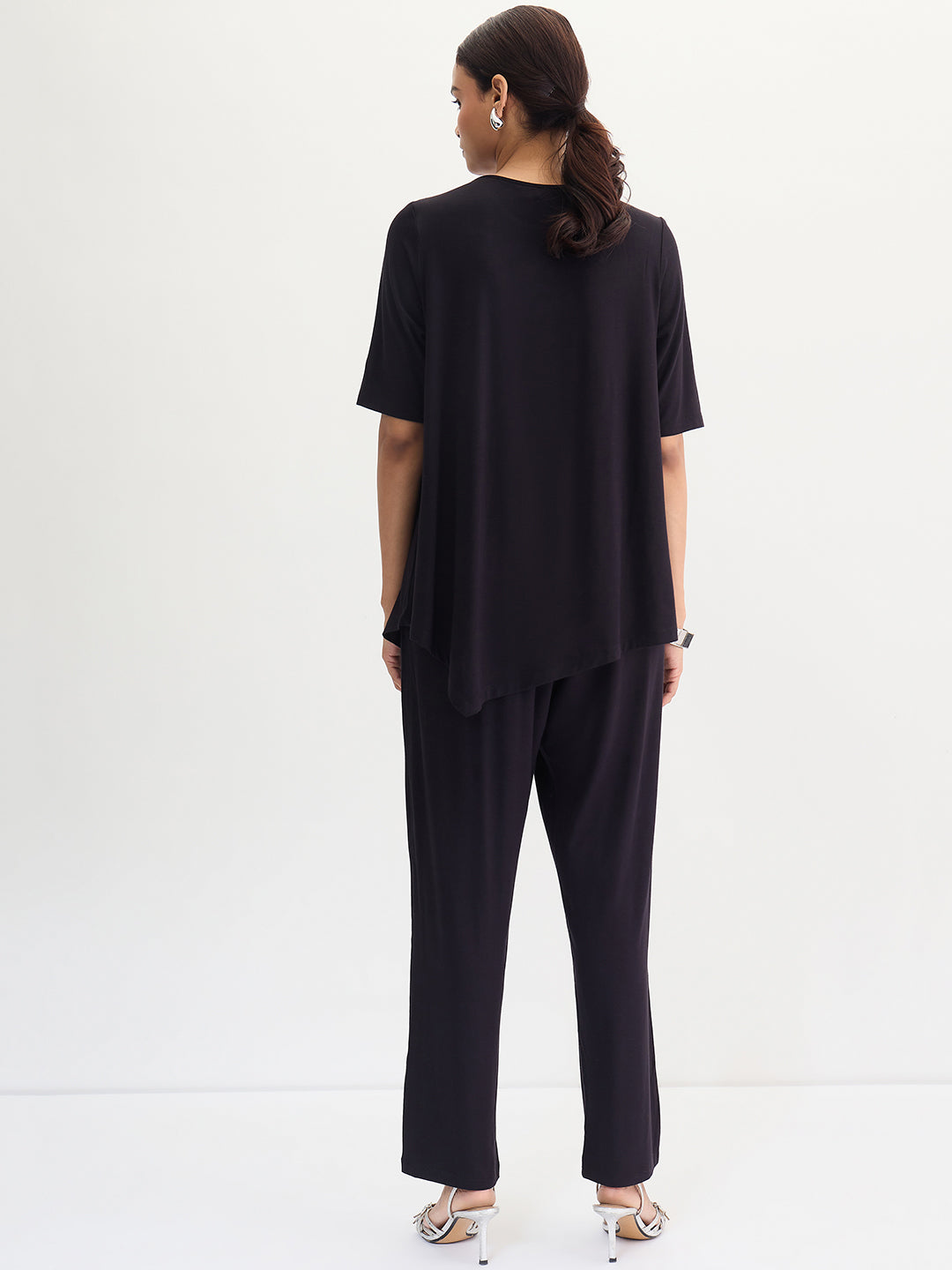 Bamboo Black Knit Asymmetrical Co-Ord