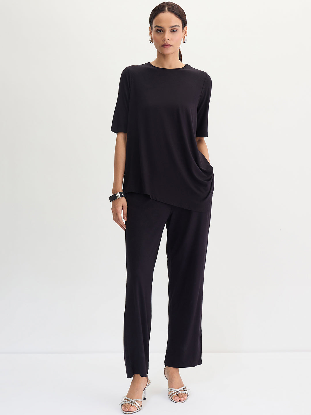 Bamboo Black Knit Asymmetrical Co-Ord