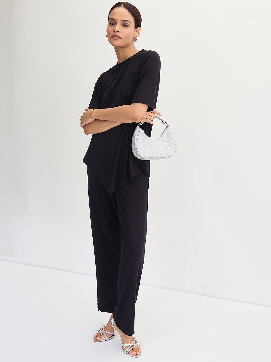 Bamboo Black Knit Asymmetrical Co-Ord