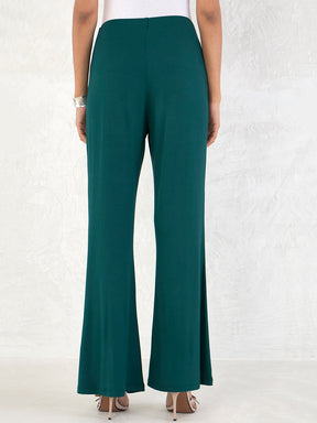 Bamboo Green Knit Flared Pants
