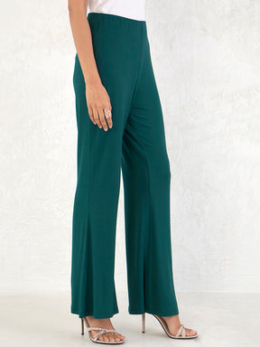 Bamboo Green Knit Flared Pants