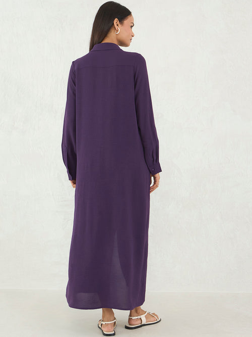 Deep Purple Shirt Maxi Dress