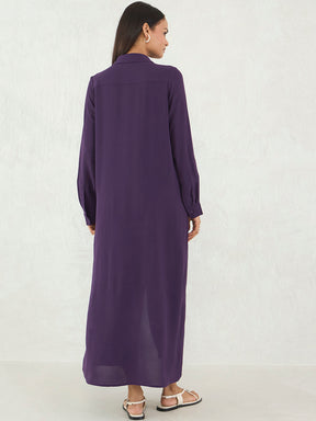 Deep Purple Shirt Maxi Dress