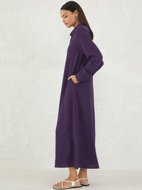 Deep Purple Shirt Maxi Dress