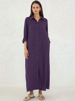 Deep Purple Shirt Maxi Dress
