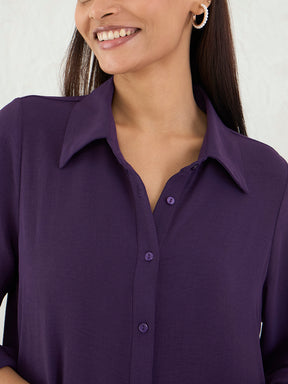 Deep Purple Shirt Maxi Dress