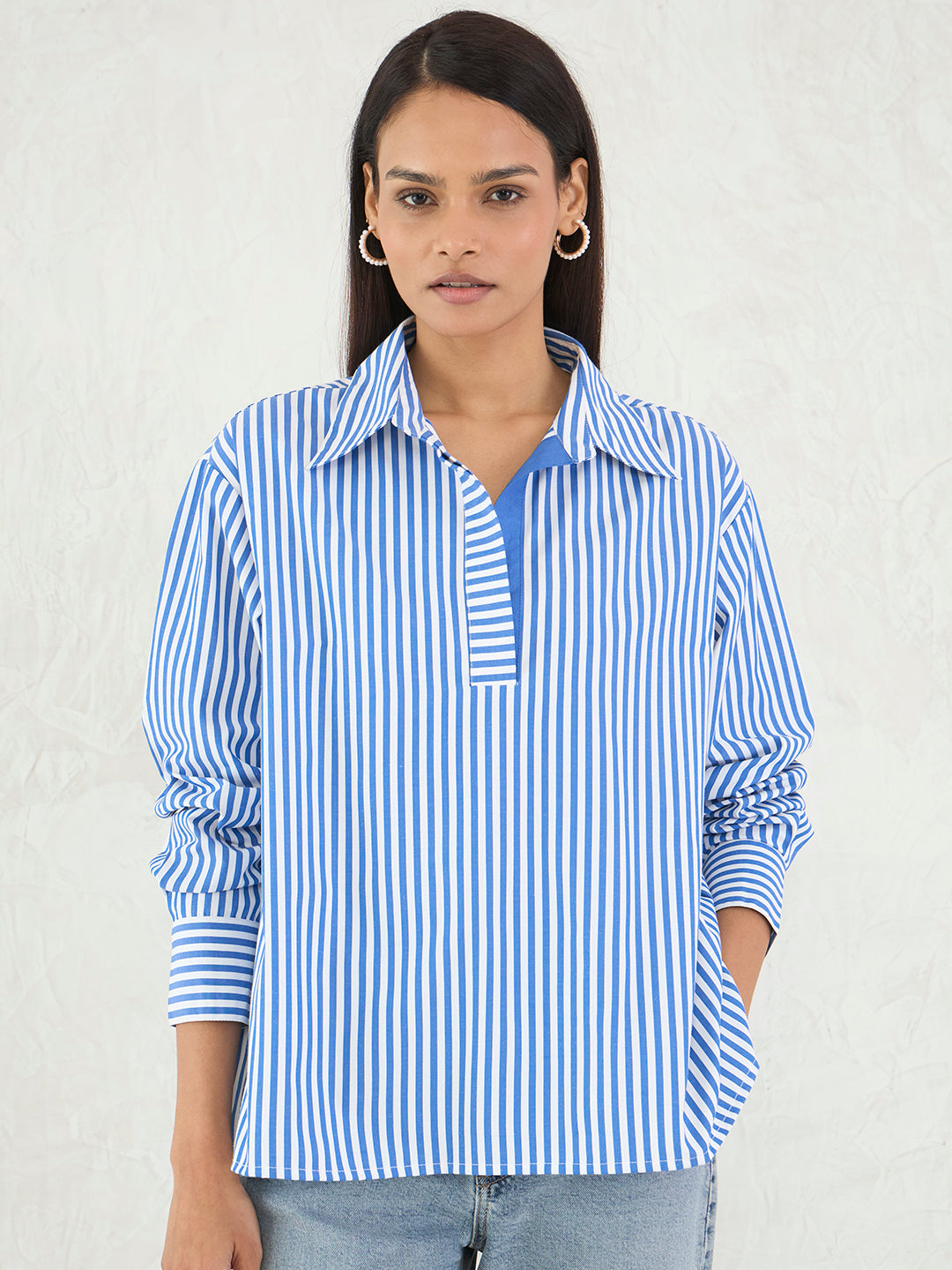 Navy Stripe Oversized Shirt