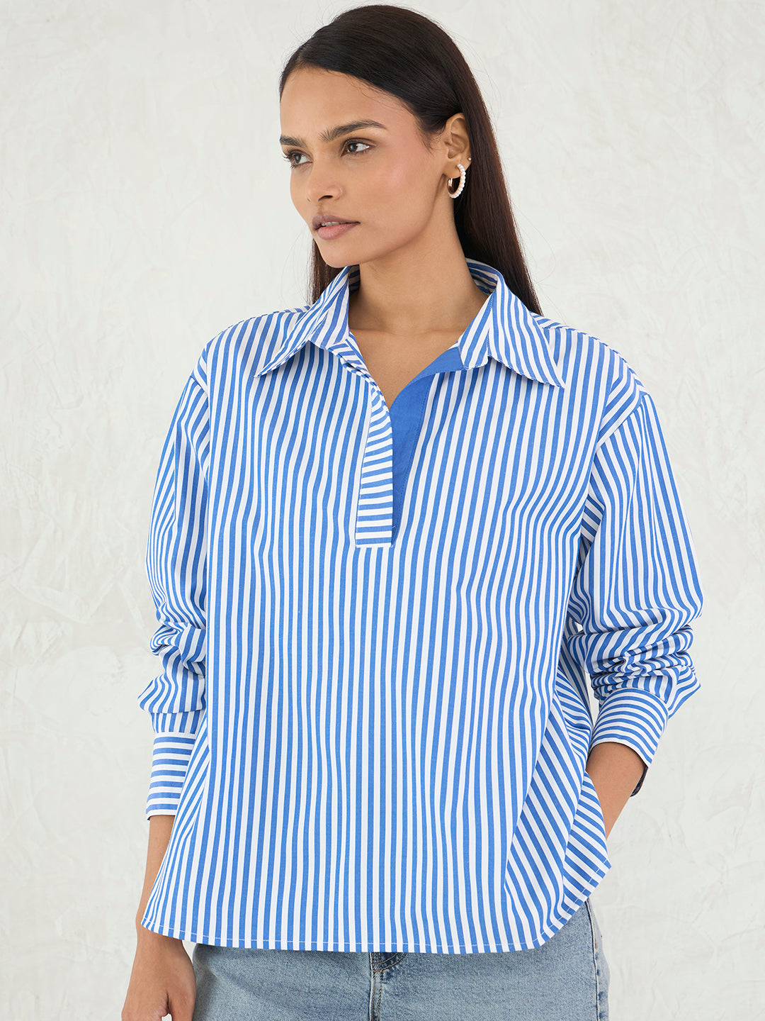 Navy Stripe Oversized Shirt