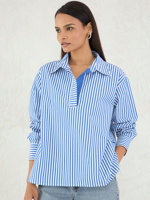 Navy Stripe Oversized Shirt