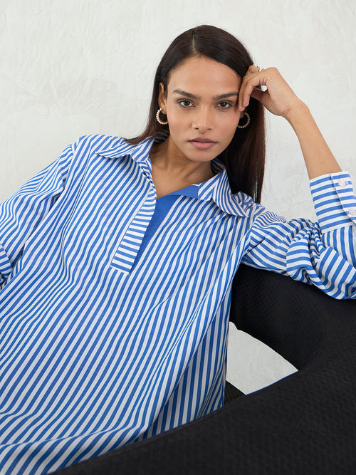 Navy Stripe Oversized Shirt