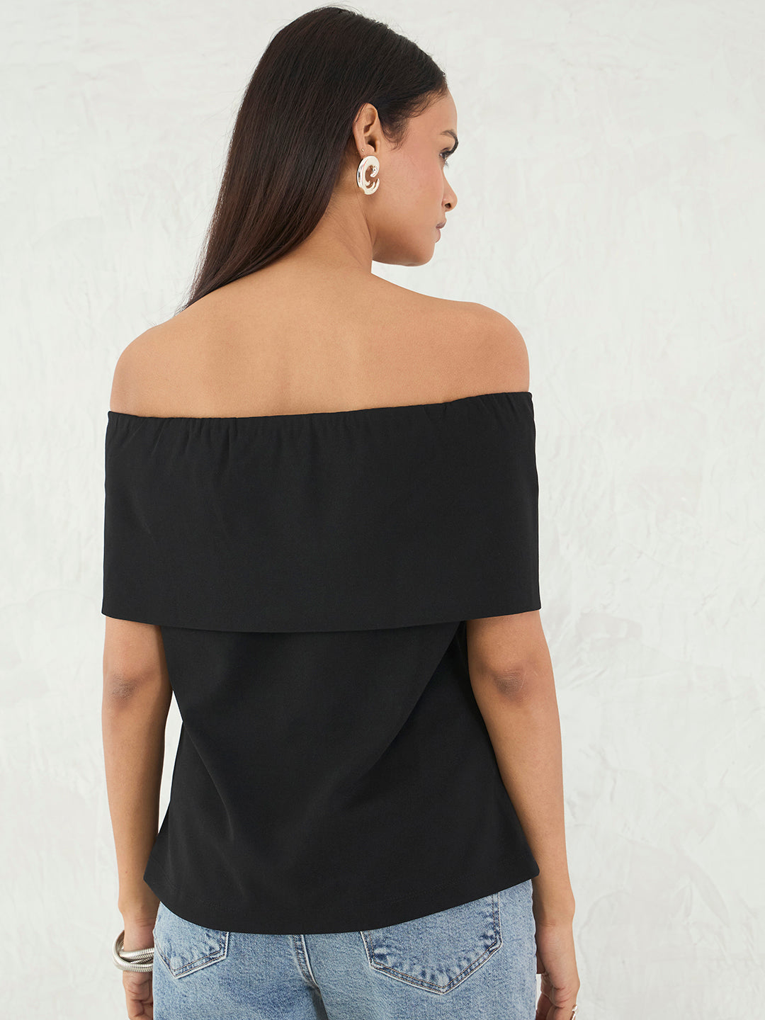Black Off Shoulder Detail Top