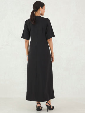 Black Front Twisted Maxi Dress