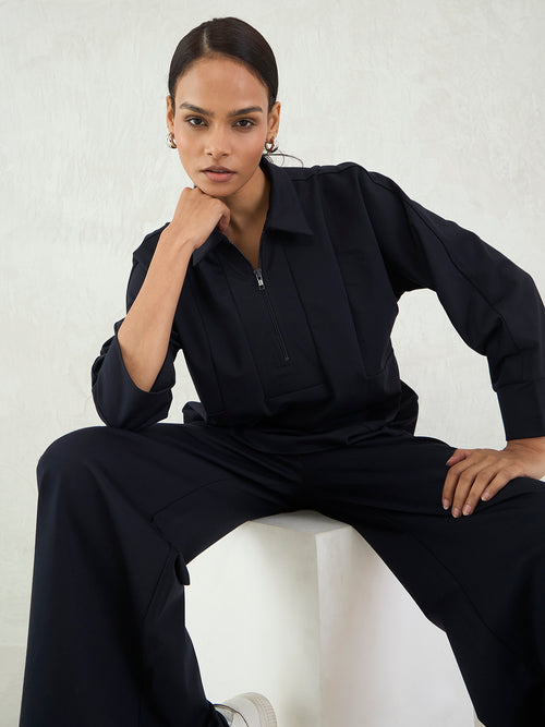 Navy Zip-Up Travel Co-Ord Set