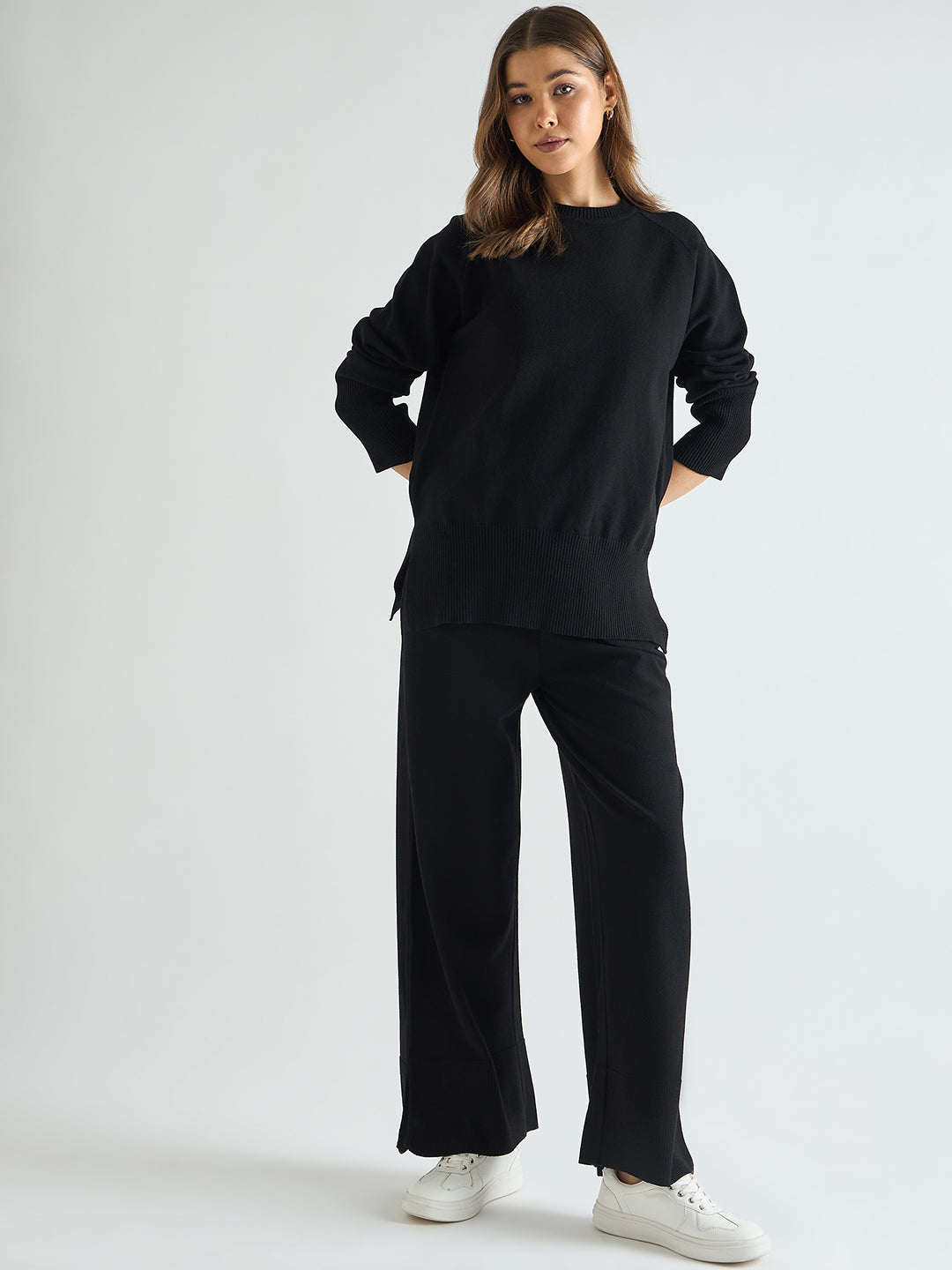 Black Raglan Sleeve Sweater Co-Ord
