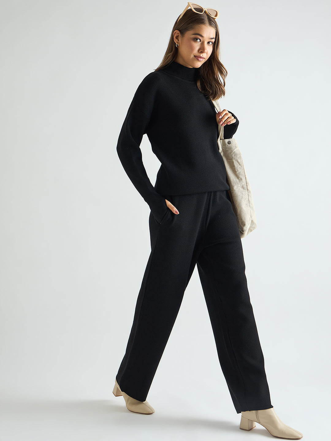 Black Turtle Neck Knitted Co-Ord