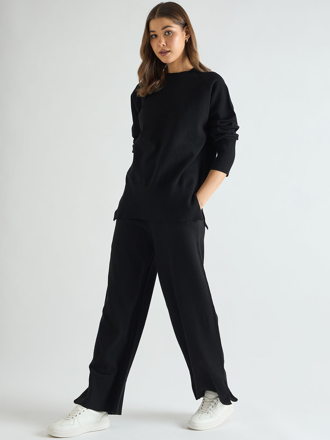 Black Raglan Sleeve Sweater Co-Ord