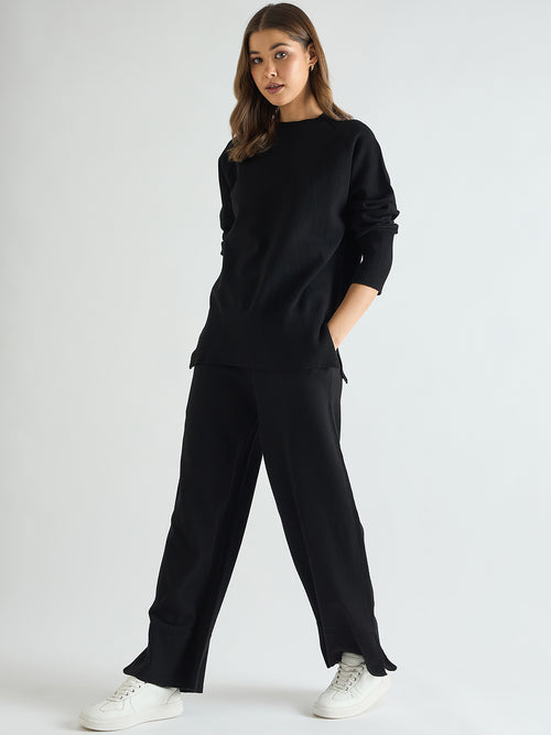 Black Raglan Sleeve Sweater Co-Ord