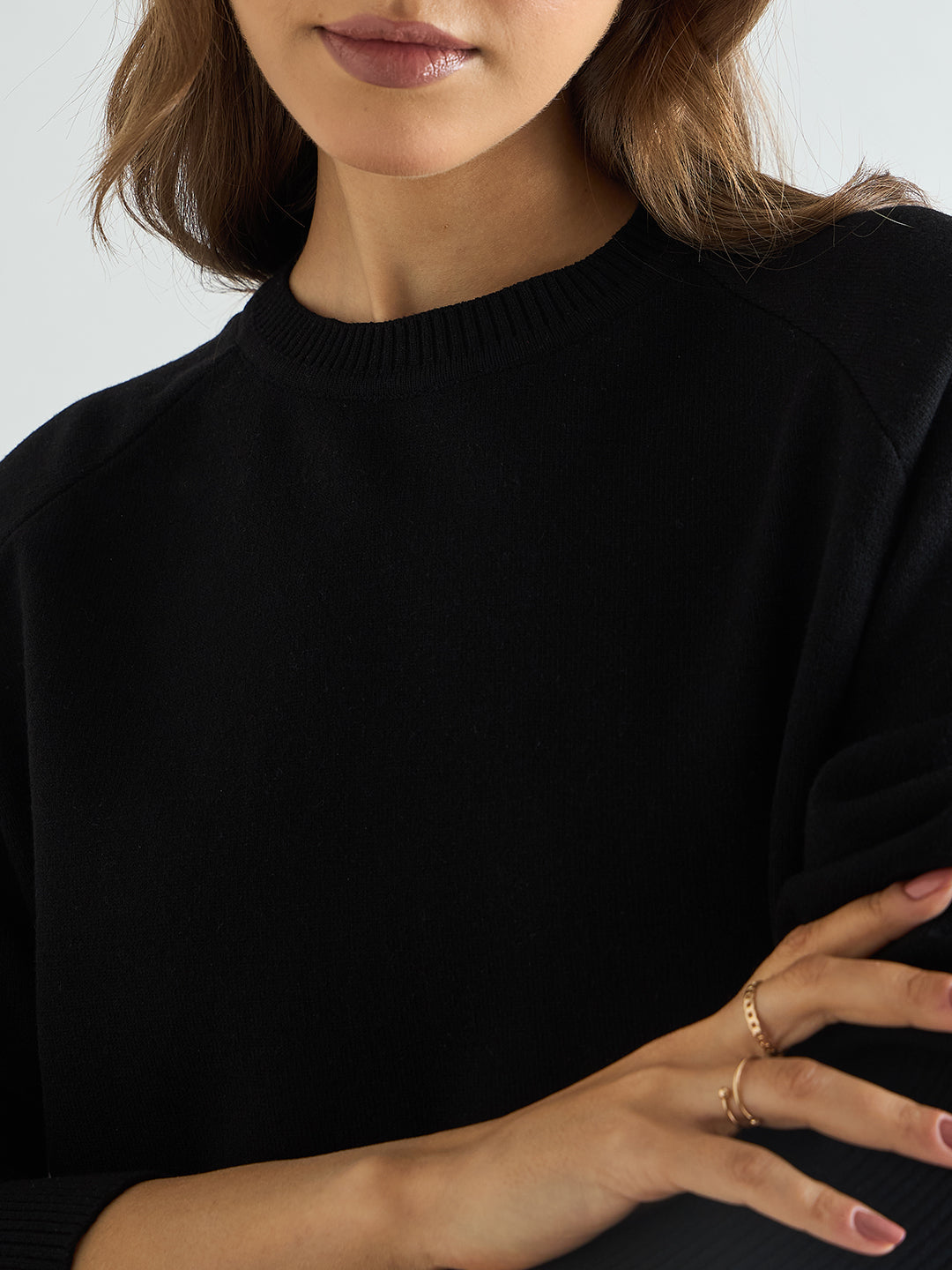 Black Raglan Sleeve Sweater Co-Ord