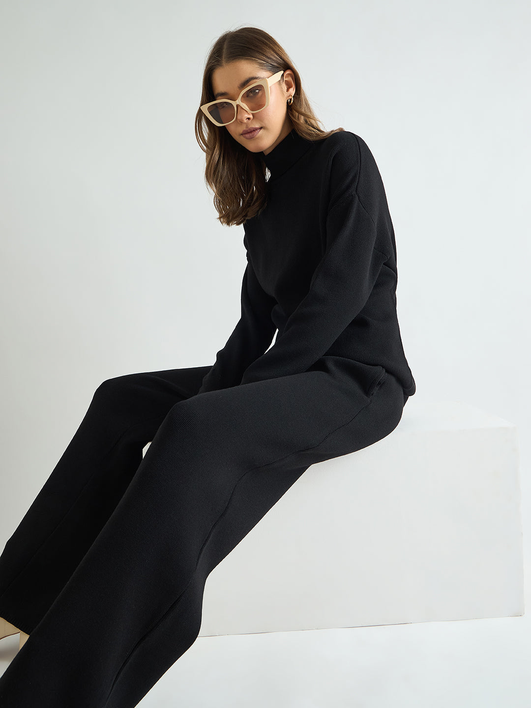 Black Turtle Neck Knitted Co-Ord
