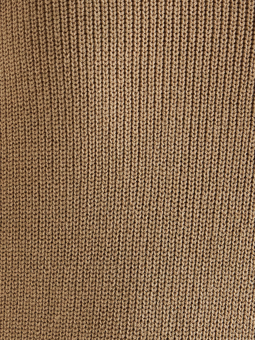 Beige High Neck Sweater Knee Length Dress