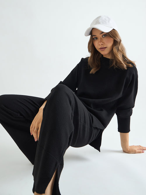 Black Raglan Sleeve Sweater Co-Ord