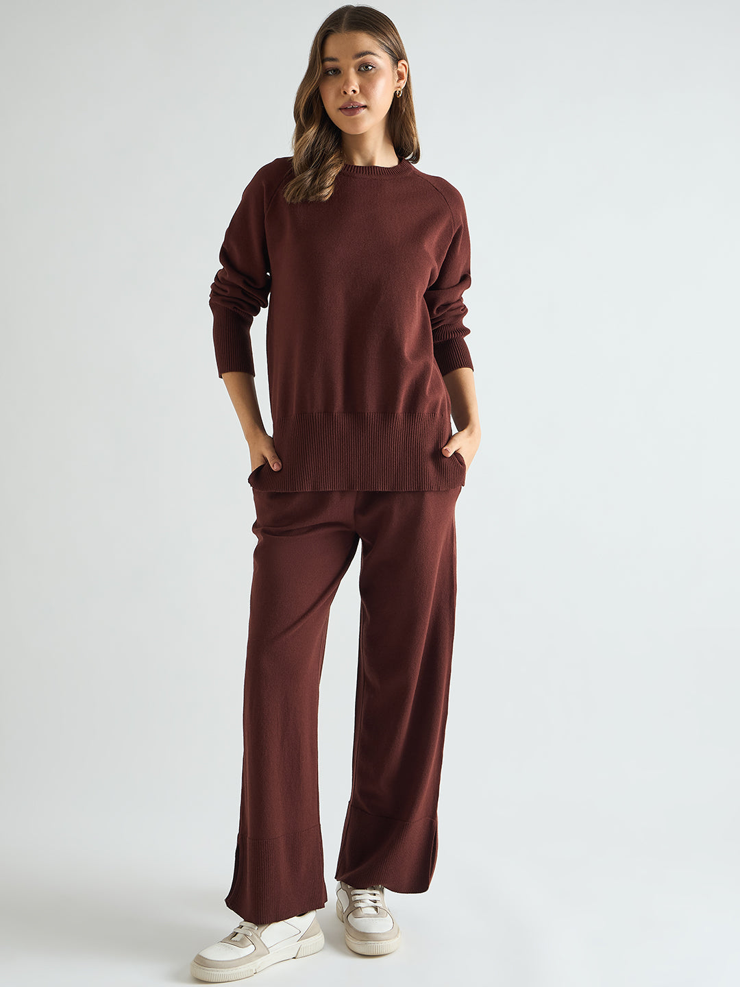 Coffee Brown Raglan Sleeve Sweater Co-Ord