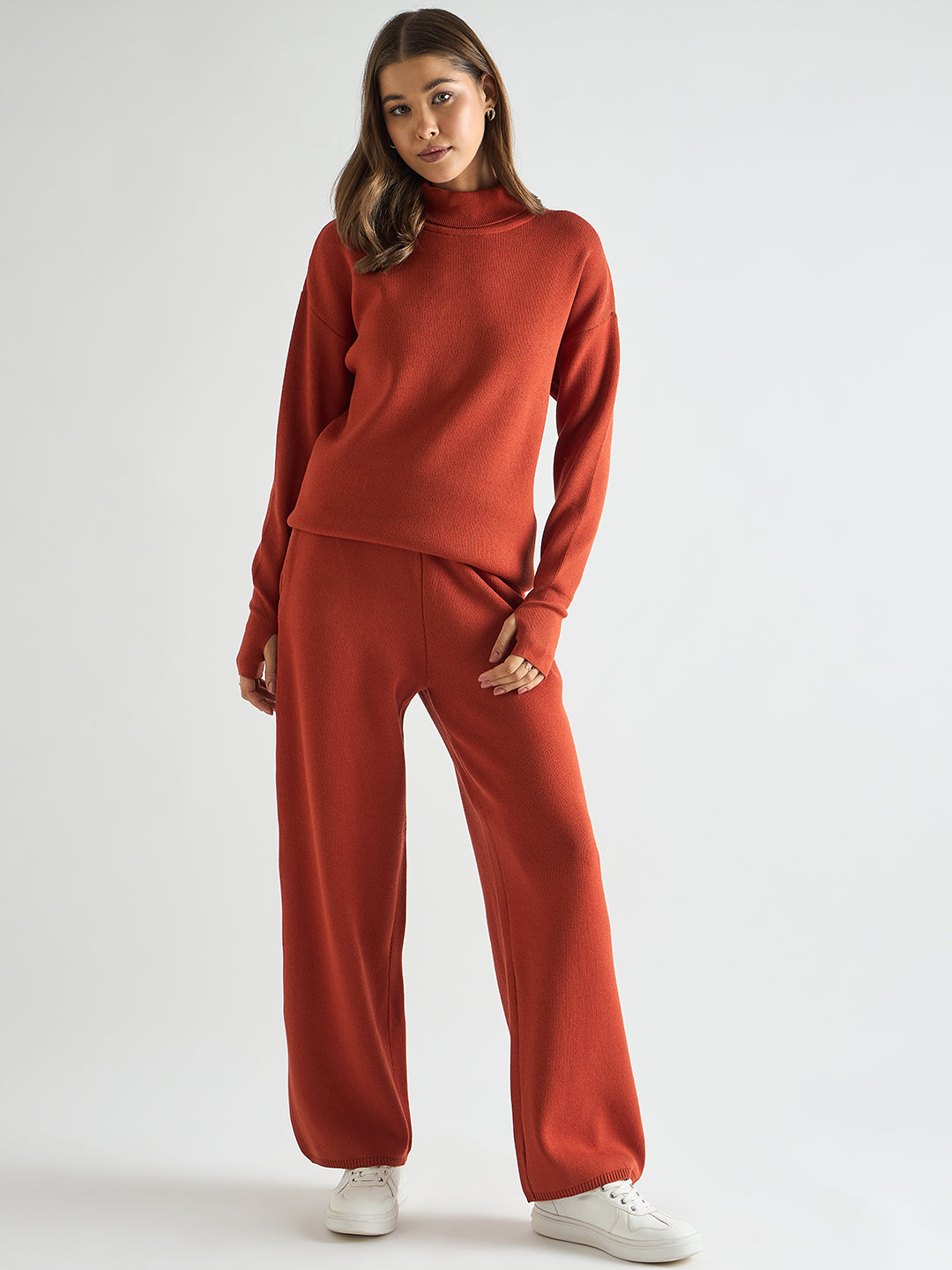 Rust Turtle Neck Knitted Co-Ord