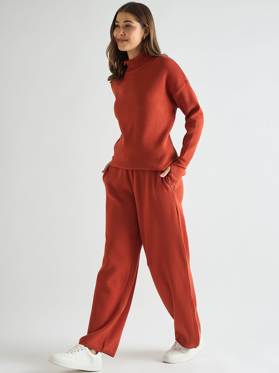 Rust Turtle Neck Knitted Co-Ord