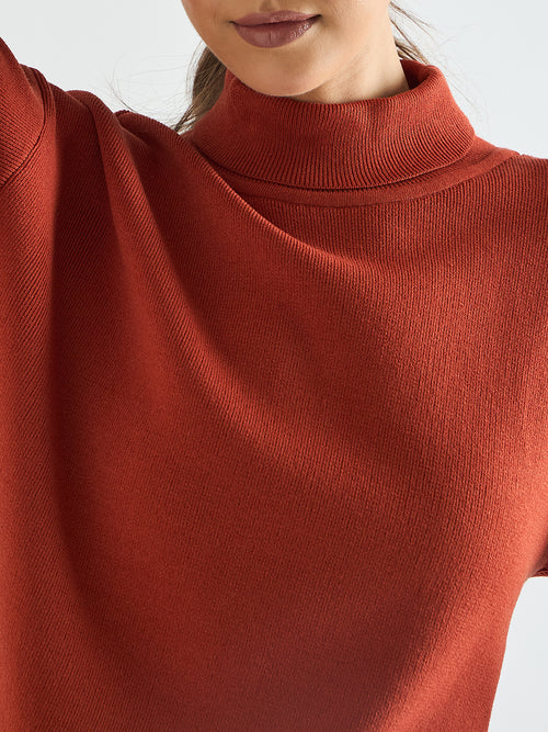Rust Turtle Neck Knitted Co-Ord