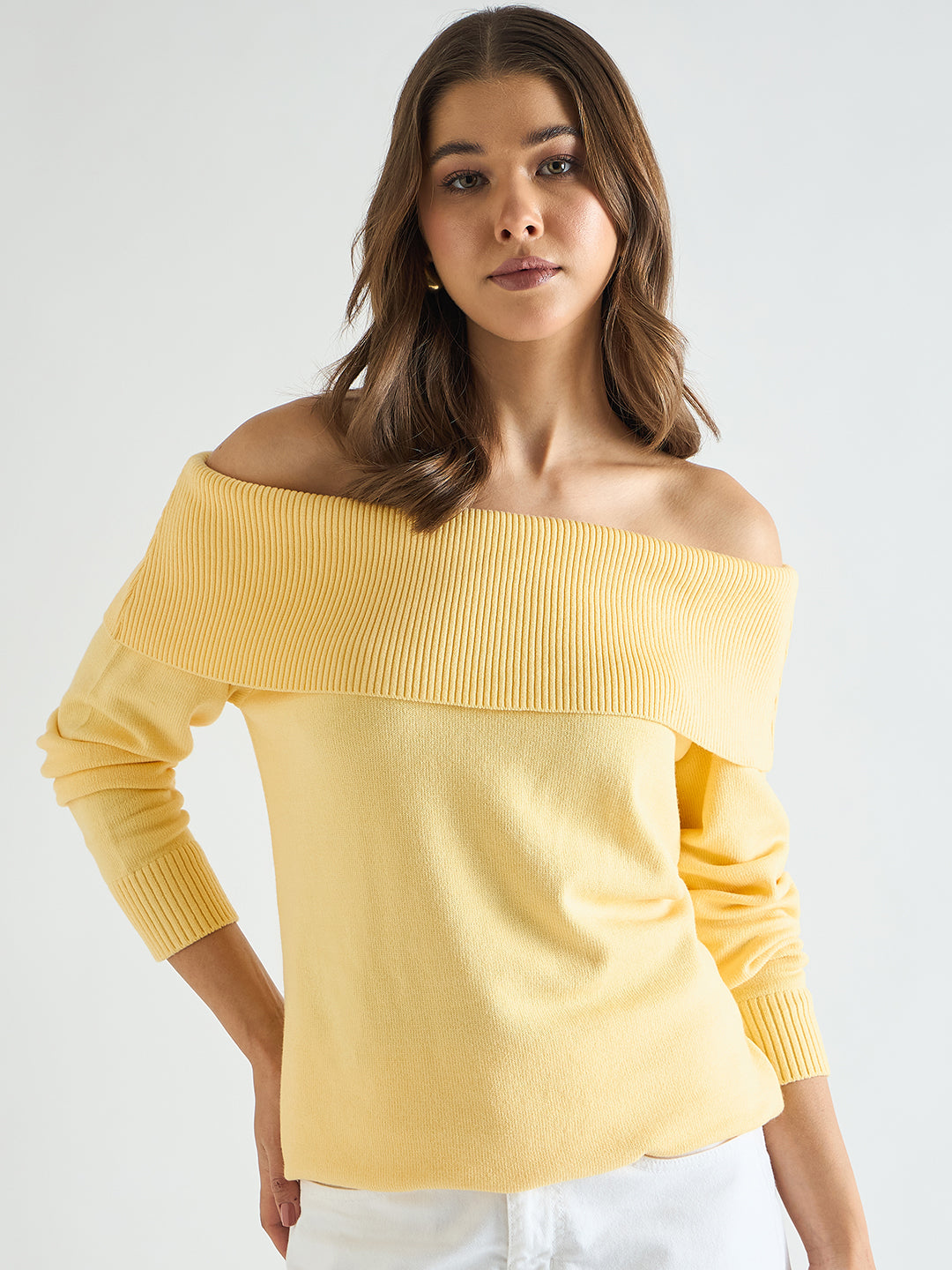 Butter Yellow Off Shoulder Sweater