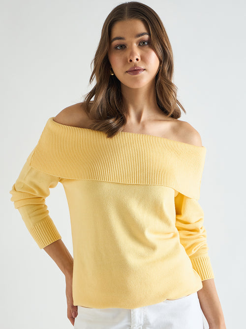 Butter Yellow Off Shoulder Sweater