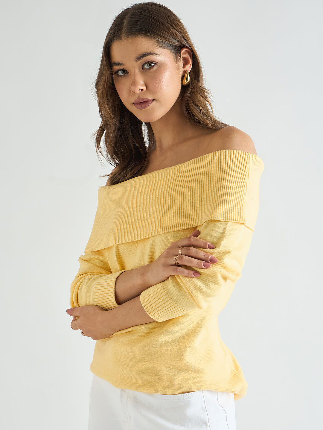 Butter Yellow Off Shoulder Sweater