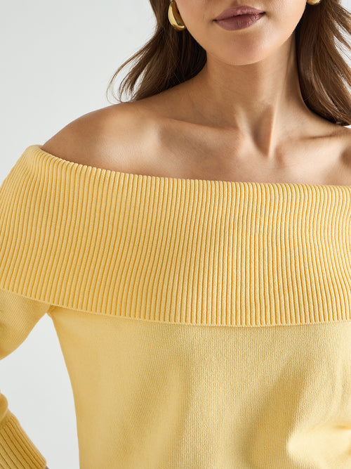 Butter Yellow Off Shoulder Sweater