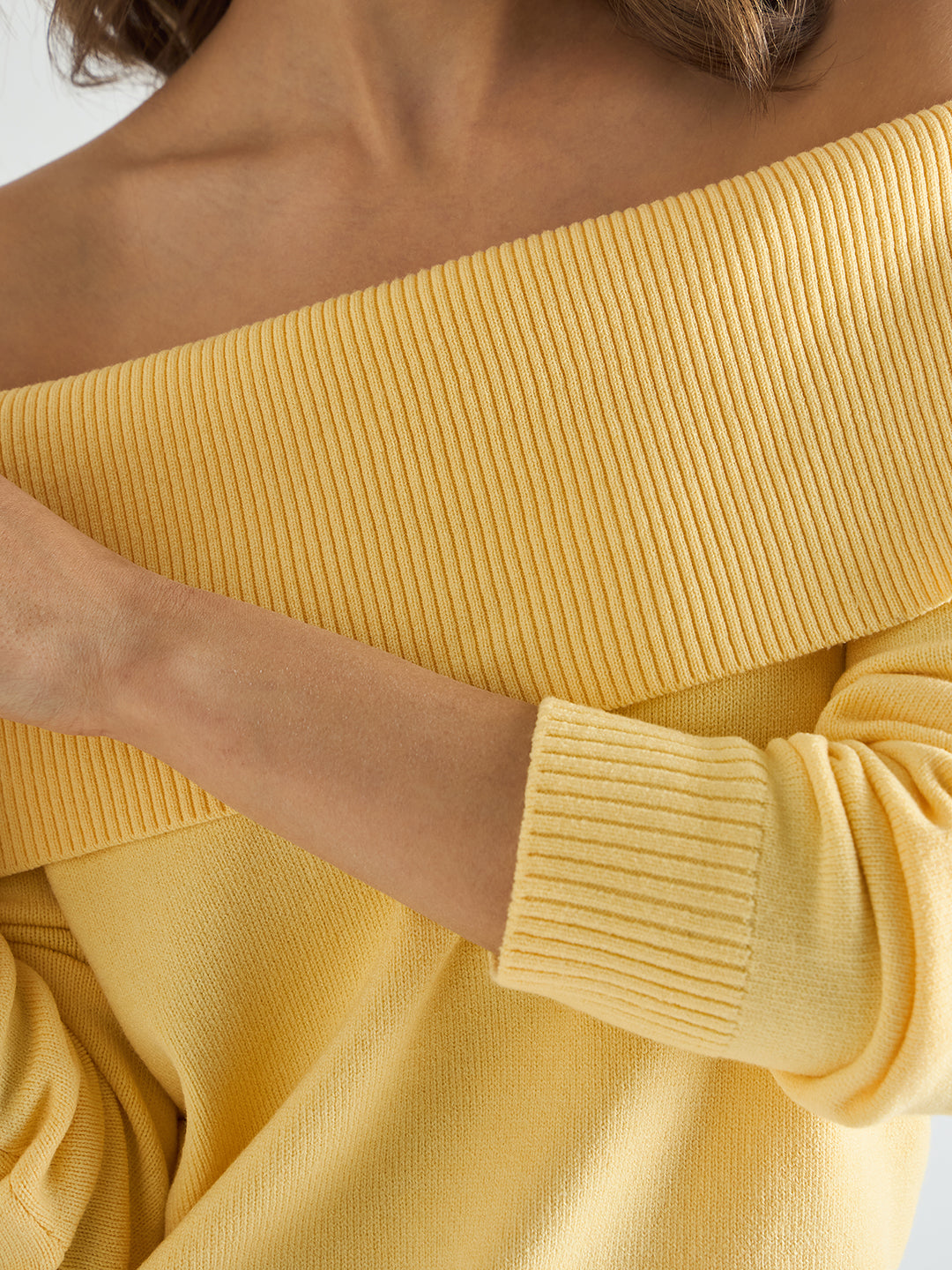 Butter Yellow Off Shoulder Sweater