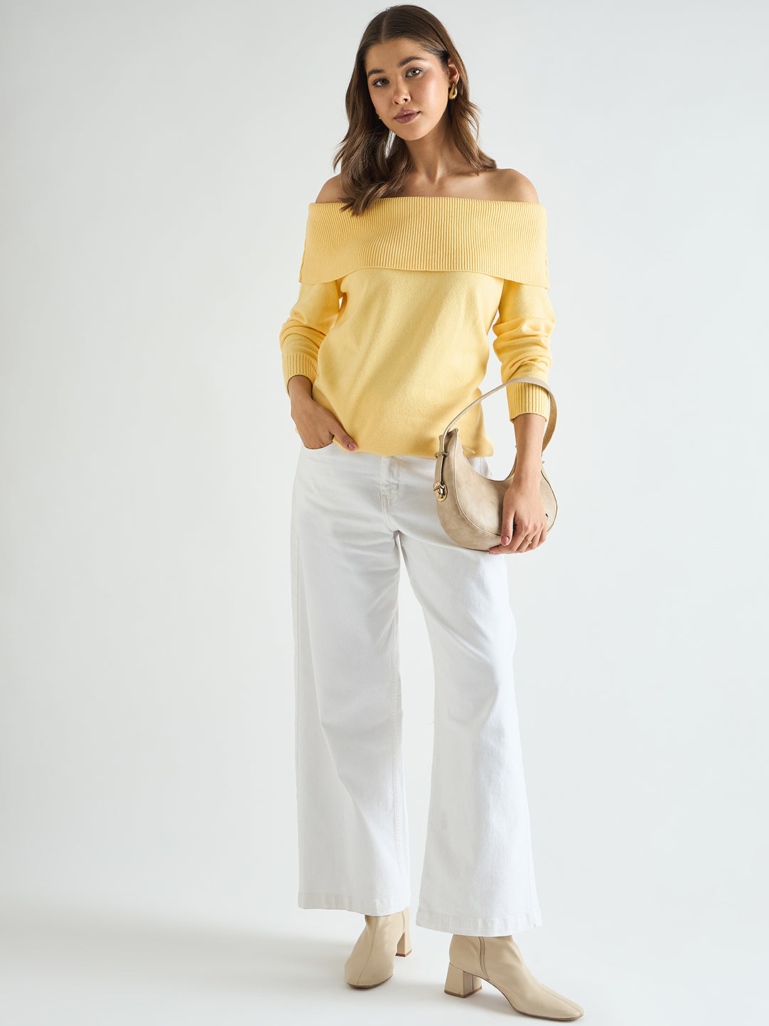 Butter Yellow Off Shoulder Sweater