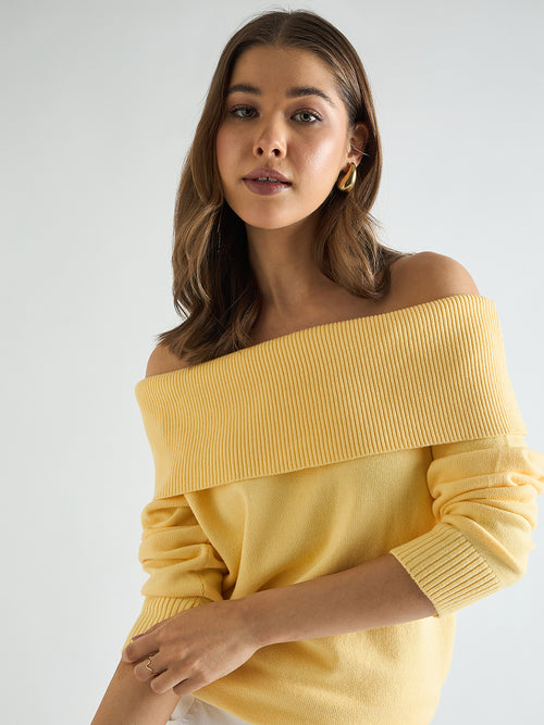 Butter Yellow Off Shoulder Sweater