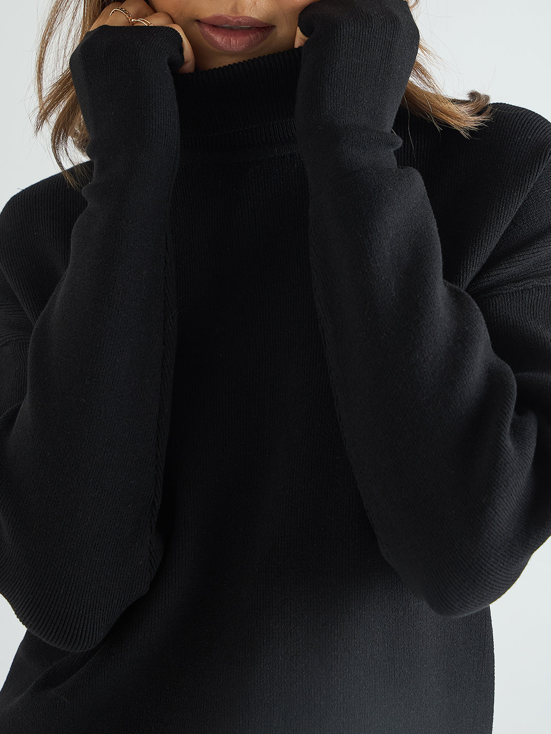 Black Turtle Neck Knitted Co-Ord