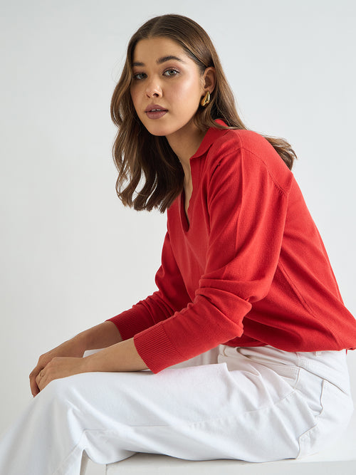 Orange Polo Neck Sweater