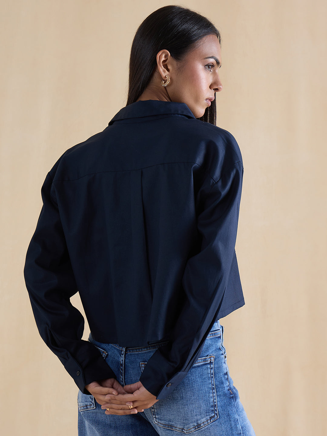 navy-cotton-dual-pocket-crop-shirt-ff-7510