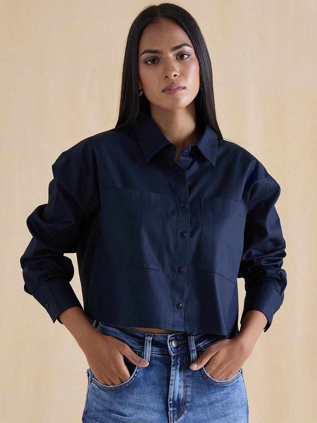 navy-cotton-dual-pocket-crop-shirt-ff-7510