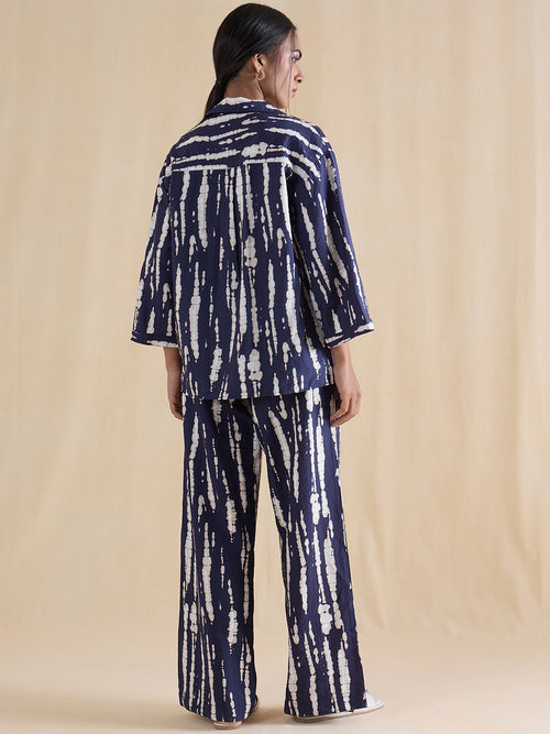 Navy Abstract Shirt Co-Ord