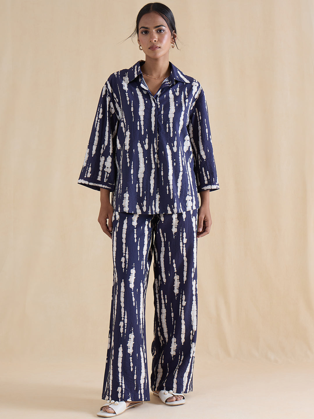 Navy Abstract Shirt Co-Ord