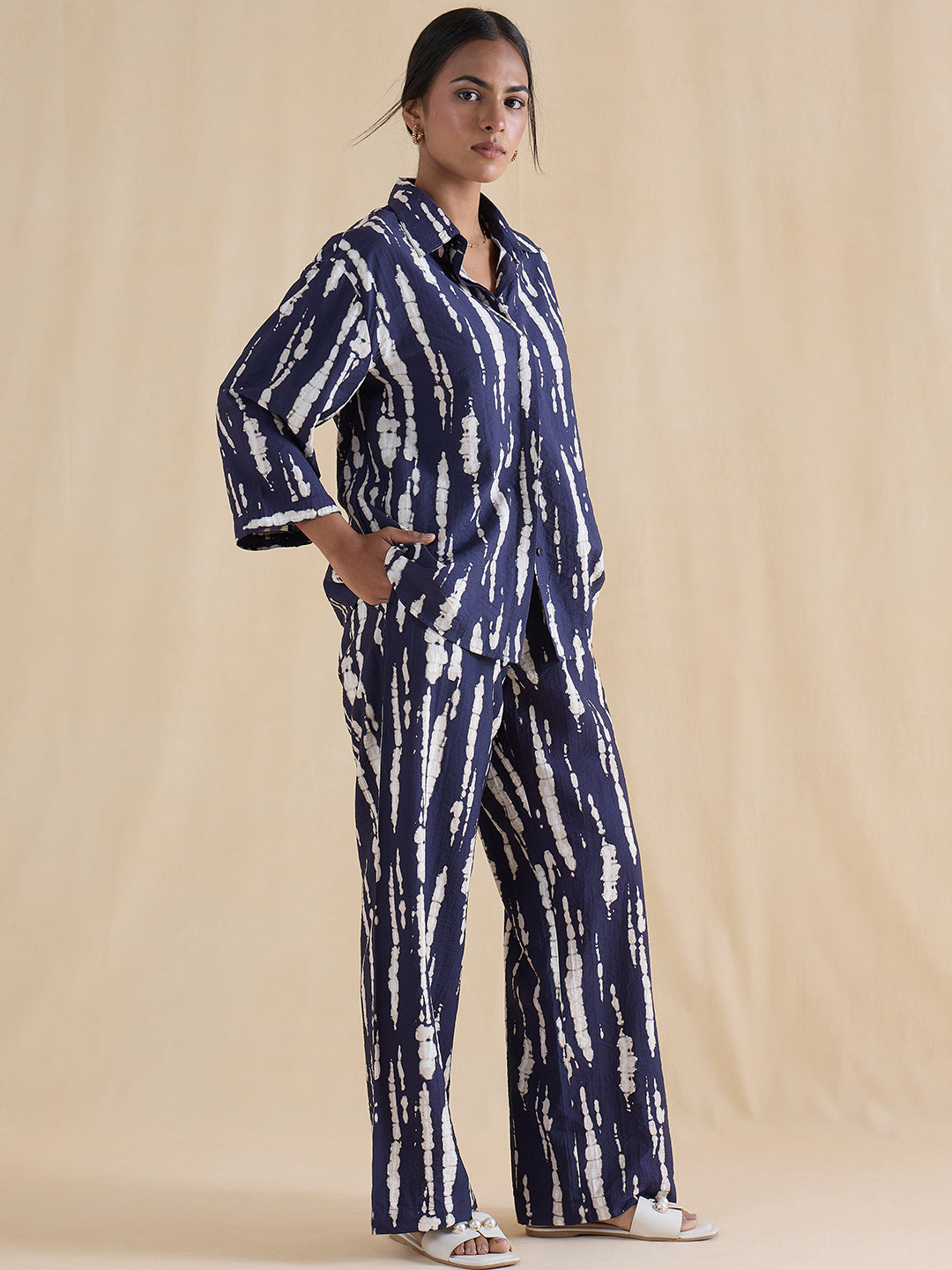 Navy Abstract Shirt Co-Ord