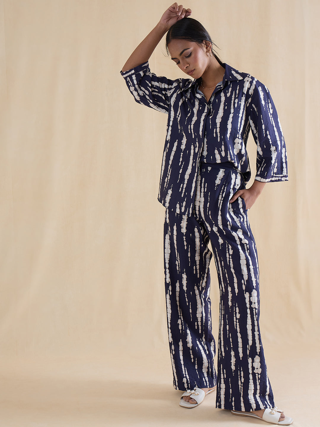 Navy Abstract Shirt Co-Ord