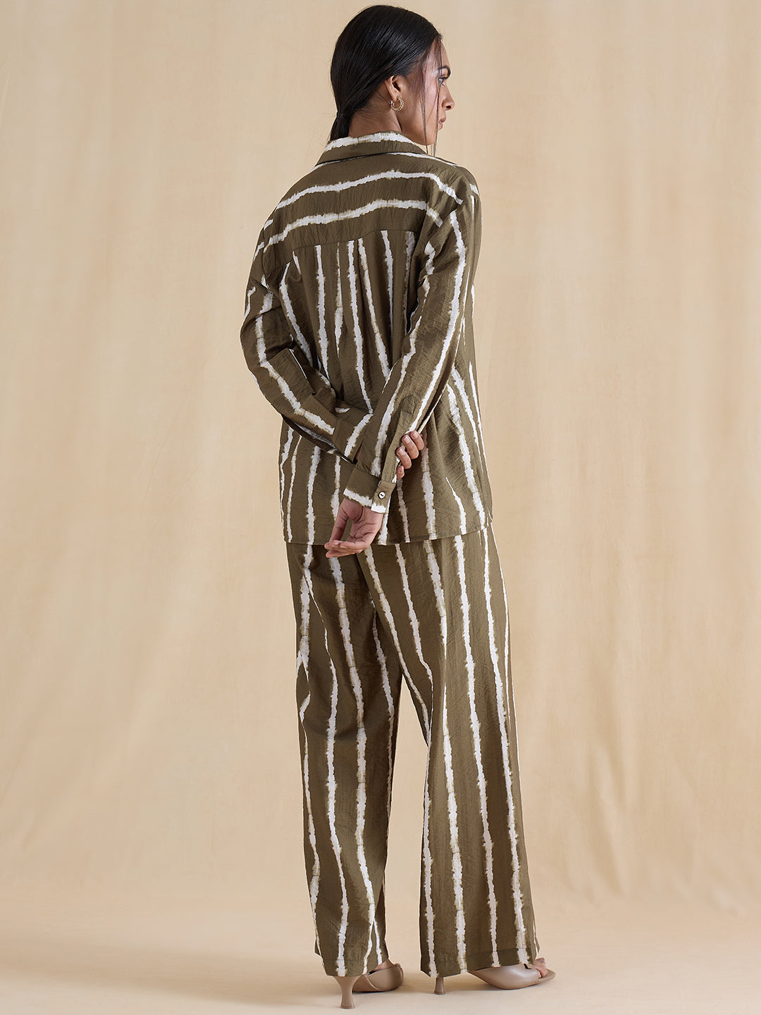 Green Abstract Stripe Shirt Co-Ord